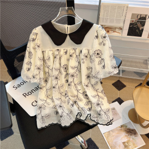 RM18530#泡泡袖雪纺上衣女设计感小众夏季法式甜美温柔chic别致娃娃衫