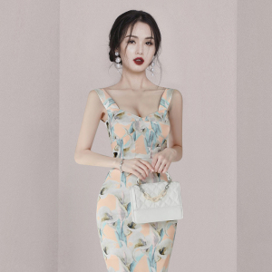 RM19780#夏新款韩版时尚气质优雅显瘦性感吊带背心裙印花碎花连衣裙