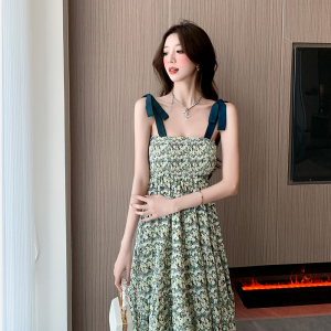 RM21806#新款法式复古抹胸吊带连衣裙女夏季新款高级气质收腰显瘦碎花裙