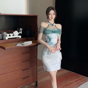 Chinese style patchwork light luxury style retro dress
