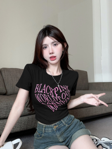 TR42309# BLACKPINK同款爱心字母T恤短袖上衣潮 服装批发女装批发服饰货源