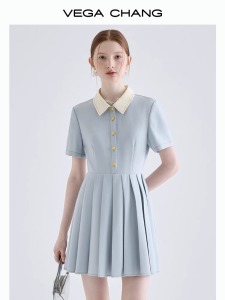 TR37123# 学院风连衣裙女夏季新款小个子显瘦气质法式百褶裙 服装批发女装批发服饰货源