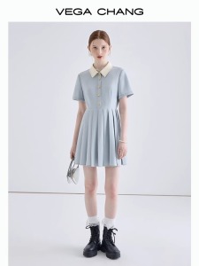 TR37123# 学院风连衣裙女夏季新款小个子显瘦气质法式百褶裙 服装批发女装批发服饰货源