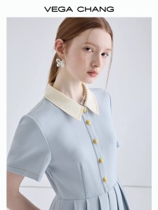 TR37123# 学院风连衣裙女夏季新款小个子显瘦气质法式百褶裙 服装批发女装批发服饰货源