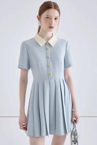 TR37123# 学院风连衣裙女夏季新款小个子显瘦气质法式百褶裙 服装批发女装批发服饰货源