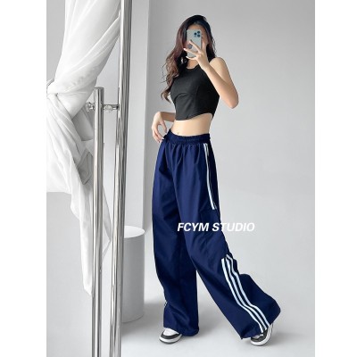 Overalls women's casual loose trendy brand dancing hip-hop mopping three bars sports pants loose wide-leg trousers