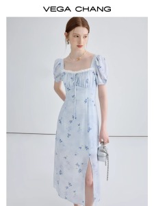 TR37125# 法式碎花连衣裙女夏季新款显瘦气质高级感茶歇长裙 服装批发女装批发服饰货源