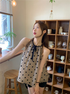 TR37399# ~法式设计感挂脖吊带上衣无袖小个子气质娃娃短裙 服装批发女装批发服饰货源