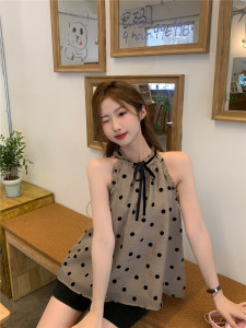 TR37399# ~法式设计感挂脖吊带上衣无袖小个子气质娃娃短裙 服装批发女装批发服饰货源