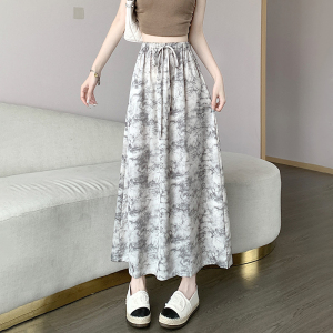 RM18480#新中式国风半身裙女夏季水墨画扎染印花设计感休闲中长裙子