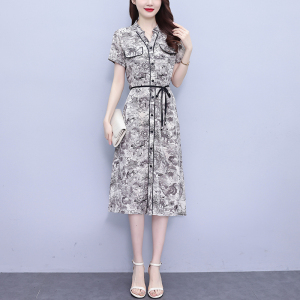 RM16571#时尚宽松遮肉显瘦收腰连衣裙