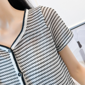 RM18425#夏季新款设计感小香风短款T恤高级感短袖上衣女