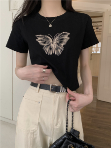 RM16708#夏季新款印花短款修身t恤女上衣