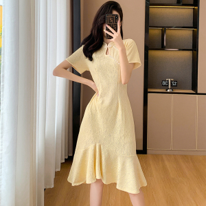 TR53135# 春夏新款优雅复古气质修身年轻款改良旗袍蕾丝连衣裙 服装批发女装批发服饰货源