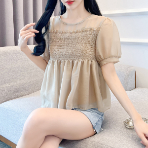 RM18469#夏季新款ins设计感小香风气质上衣法式雪纺衬衫女