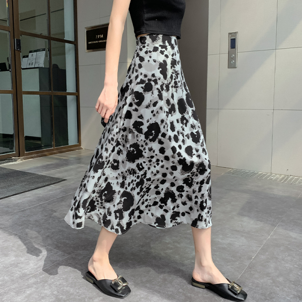 RM17016#花纹半身裙女夏季新款韩版法式气质高腰显瘦中长款A字包臀裙