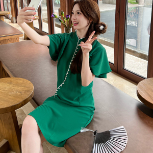 TR53133# 春夏新款改良少女中长年轻款甜美中国风民族风时尚连衣裙 服装批发女装批发服饰货源