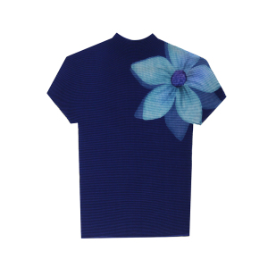 RM22399#气质3D印花上衣女2023夏季时尚设计感大花朵修身显瘦短袖T恤