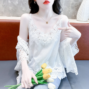 RM19217#夏季新款蕾丝镂空开衫设计感两件套个性别致宽松时尚上衣