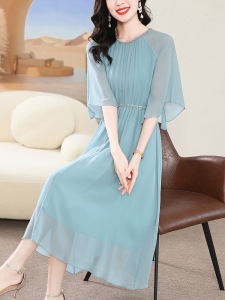 RM19593#桑蚕丝连衣裙女夏2023新款高端气质法式长裙年轻款端庄大气真丝裙