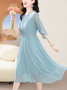 RM19593#桑蚕丝连衣裙女夏2023新款高端气质法式长裙年轻款端庄大气真丝裙