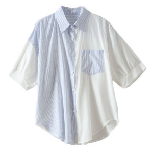 RM16963#衬衫女夏设计感小众条纹衬衣2023新款法式高级感上衣
