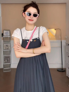 TR42130# 韩版学院风甜美少女感连衣裙背带裙时尚 服装批发女装批发服饰货源