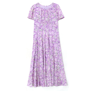 RM19597#紫色印花连衣裙2023新款流行夏季沙滩裙子女长款修身显瘦长裙超仙