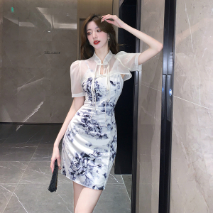 RM21340#改良旗袍新款女夏季高端气质中式轻国风连衣裙套装