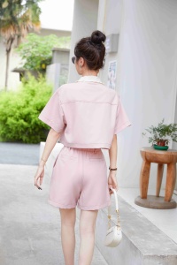 RM20262#名媛风休闲套装女2023夏季气质短袖衬衫阔腿短裤显瘦两件套