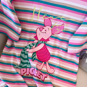 RM18140#夏装胖妹妹大码女多巴胺穿搭可爱减龄设计感条纹短袖T恤