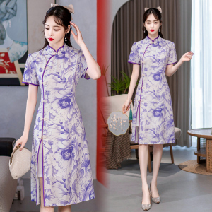 RM20137#春夏新款改良少女中长年轻款甜美中国风复古时尚连衣裙