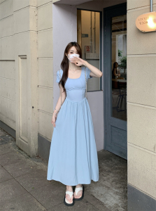 RM17477#辣妹风高腰显瘦中长款气质小众连衣裙