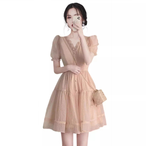 RM19562#连衣裙小个子高级感气质女神范裙子2023夏季新款法式泡泡袖显瘦女
