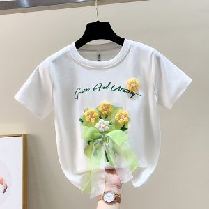 TR40869# 圆领印花短袖T恤女装夏季新款宽松显瘦泡泡袖上衣体恤衫 服装批发女装批发服饰货源