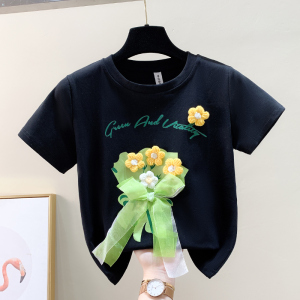 TR40869# 圆领印花短袖T恤女装夏季新款宽松显瘦泡泡袖上衣体恤衫 服装批发女装批发服饰货源