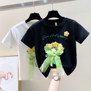 TR40869# 圆领印花短袖T恤女装夏季新款宽松显瘦泡泡袖上衣体恤衫 服装批发女装批发服饰货源