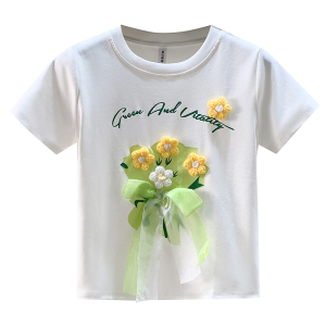 TR40869# 圆领印花短袖T恤女装夏季新款宽松显瘦泡泡袖上衣体恤衫 服装批发女装批发服饰货源