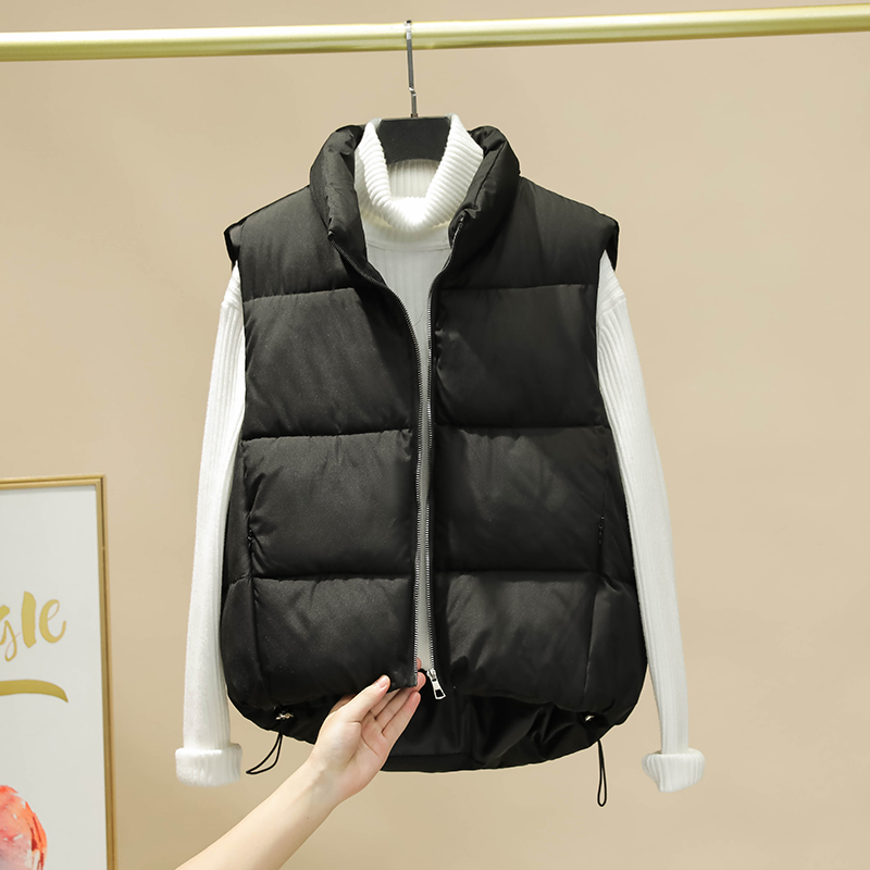 Down cotton vest women's short style new 2023 Korean version large size loose down cotton vest vest vest simple