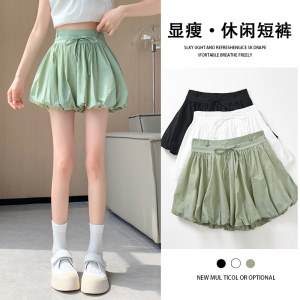 TR41242# 高腰显瘦系绳休闲裤女夏新款百搭设计感阔腿花苞短裤裙 服装批发女装批发服饰货源