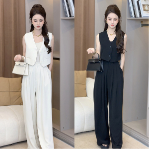 TR40677# 韩版时尚干练显瘦西装套装无袖短款背心两件套 服装批发女装批发服饰货源