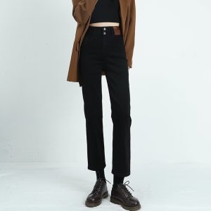 TR57973# 蓝灰色直筒牛仔裤女秋冬新款高腰宽松显瘦烟管裤裤子春秋 服装批发女装批发服饰货源