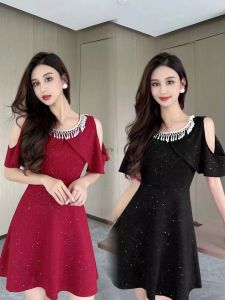 RM18085#晚礼服2023新款轻奢小众高端洋装名媛气质黑色连衣裙宴会显瘦