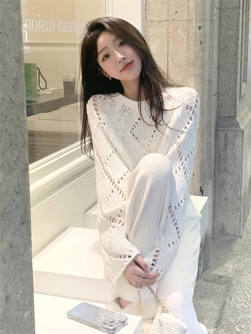 2023 autumn and winter new knitted sweater women Korean Dongdaemun net red same style GLYP trendy brand casual hollow sweater women