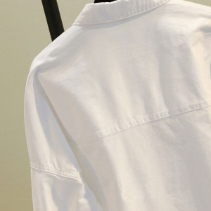 CP1440#长期特价款！春装新款白色中长款BF风复古港风长袖衬衫女士设计感小众衬衣