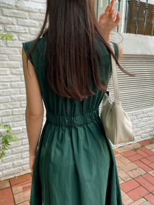 TR43322# 气质淑女韩国东大门连衣裙西装领无袖长款连衣裙韩版长裙 服装批发女装批发服饰货源