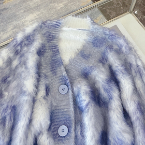 TR56317# 时尚高级感秋季新款毛衣外套女新款女装蓝色针织开衫上衣 服装批发女装批发服饰货源
