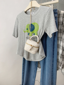 RM20363#夏季韩版新款印花卡通大象宽松短袖T恤女时尚百搭上衣