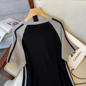 TR45821# 夏季新款韩版短袖小黑裙美式休闲中长款气质连衣裙 服装批发女装批发服饰货源