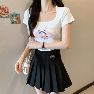 RM20666#短袖T恤女辣妹设计感短款显瘦上衣